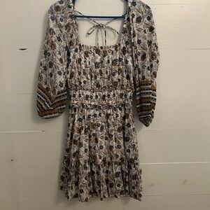 Cleobella Floral Quarter length Sleeve Dress with Tie Detail